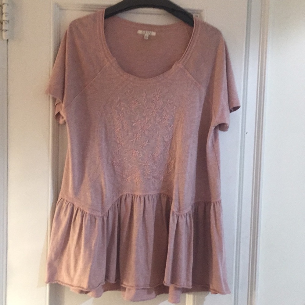 Caite mauve cotton knit tee